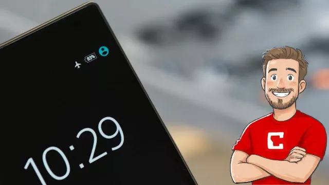 Detail na smartphone v režimu letadlo