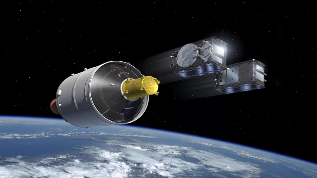 Satelity Galileo na oběžné dráze Země.