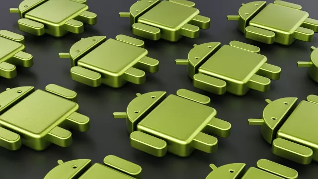 Symbol Androidu ve vodorovné poloze a v mnoha provedeních