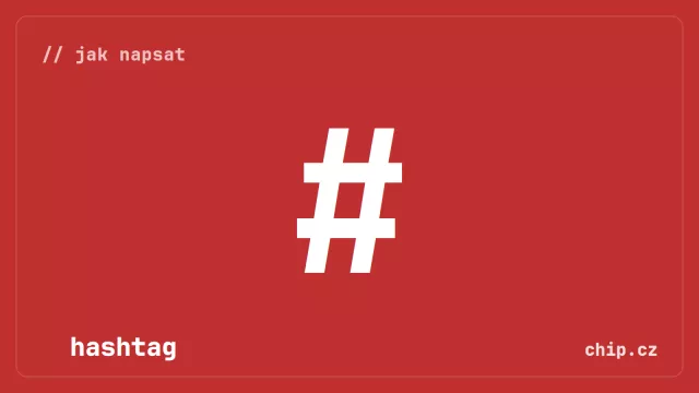 Symbol hashtagu na červeném pozadí.