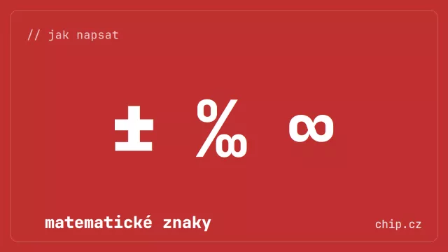 Matematické značky na červeném pozadí.