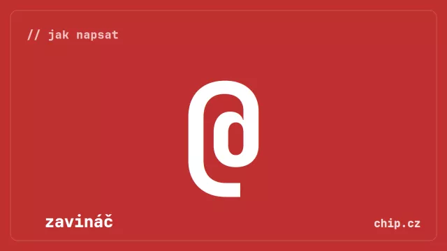 Symbol zavináče na červeném pozadí.