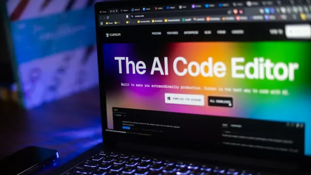 AI Code Editor na displeji laptopu